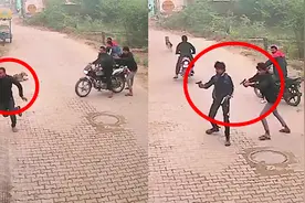 监拍：印度男子突遭枪击 反应迅速拔腿就跑 幸运逃过一劫！视频封面