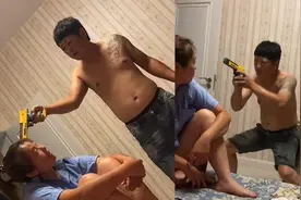 父亲酒后耍一手“好枪法”，顶着媳妇的头超级嚣张，最后一幕爆笑视频封面