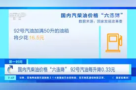 国内汽柴油价格“六连降” 92号汽油每升降0.33元视频封面