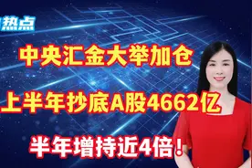 中央汇金大举加仓，上半年抄底A股4662亿，半年增持近4倍！视频封面