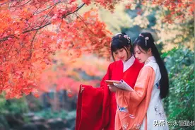 枫叶下的汉服小姐姐图片
