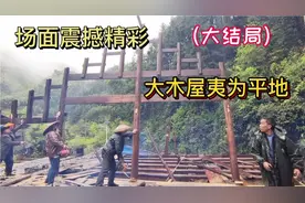 大山木房子一天夷为平地，场面从头到尾震撼精彩＃农村生活＃农民视频封面