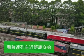 广西柳州，柳州站看两趟普速列车近距离交会，看那趟车速度快一点视频封面