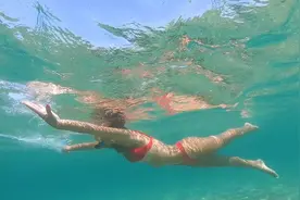 分享好听的歌，欣赏海边美女游泳。视频封面