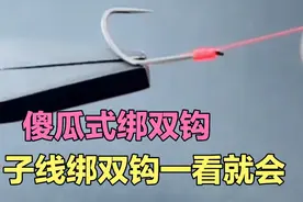 傻瓜式绑双钩，子线绑双钩一看就会，这操作解决了不会绑鱼钩的人视频封面