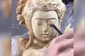 木雕古代四大美女之一的脸部雕刻教程，不知道你看了会心动吗？视频封面