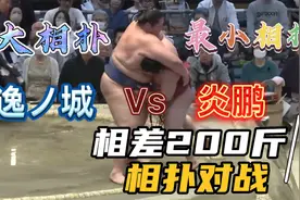 两位元幕内相扑在十两段位比赛，相差巨大的两个人，谁会略胜一筹视频封面