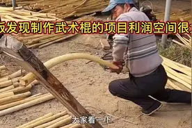 老板发现好项目制作武术棍，用弯曲的树枝调直以后，然后制作出来视频封面