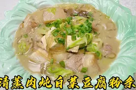 老厨用自制清蒸肉炖一锅白菜豆腐粉条，味道太香了！解馋还不腻口视频封面