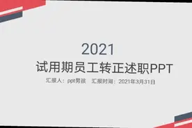 试用期员工转正述职报告ppt模板视频封面