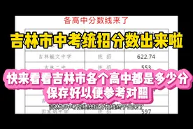 吉林市中考“统招”分数线出来啦！快来看看各大高中都是多少分！视频封面