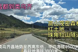 昌都市到类乌齐县，经高山峡谷红土地，珠角拉山隧道海拔4002米