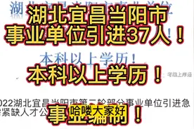湖北宜昌当阳市事业单位引进37人！本科以上学历！事业编制！视频封面