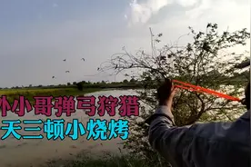 国外弹弓小哥户外狩猎，百发百中，一天三顿小烧烤！视频封面