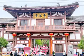西安古刹青龙寺，周末樱花节寺内人山人海，樱花和牡丹花盛开很美视频封面