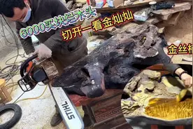花6000买了块又黑又烂的金丝楠乌木，切开一看金光灿灿，赚大了视频封面
