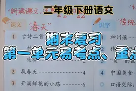 二下语文期末复习——第一单元易考点、重点讲解，不放过每一个点视频封面