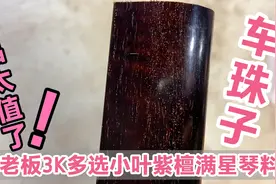 大老板3000多选一根小叶紫檀满星琴料车珠子太豪横，一看成品值了视频封面