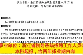 事业单位：浙江省税务系统招聘工作人员67名
本科起报，含两年择视频封面