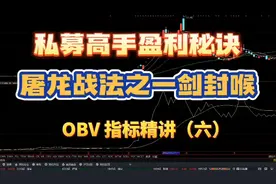私募高手盈利秘诀：屠龙战法之一剑封喉，OBV指标精讲（六）视频封面
