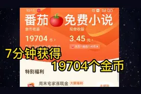 番茄🍅免费小说，连续9个广告金币，轻松获得19704个金币