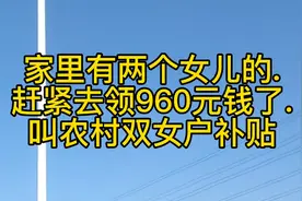 家里有两个女儿的快去领钱吧，叫双女户补贴，从今年开始每年960视频封面