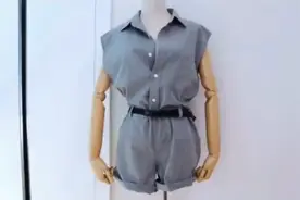 男士衬衣改造成的女士连体衣，你喜欢吗？ #旧衣服改造 #手工视频封面