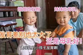 姐姐吃奶粉，妹妹吃母乳，这发育差别也太大了，后悔给她吃奶粉了视频封面
