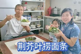 农村老家夏季必吃的捞面条，配上灵魂荆芥叶蒜汁，清凉爽口真得劲视频封面