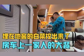 四驱越野房车上一家人在做大餐，埋在地窖里的白菜终于挖出来了视频封面