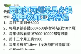 云南红河州某县乡镇初中教师工资待遇
本科，教龄10年，中级职称视频封面