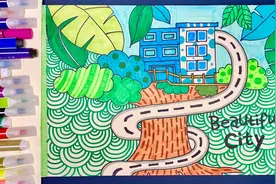 学生环保主题绘画，美丽城市儿童简笔画，绿色环保手抄报素材视频封面