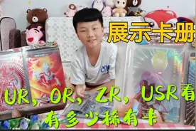 小男孩向小粉丝展示奥特曼卡册，说能值2000块看看都有多少稀有卡