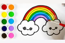 儿童手绘彩虹云朵，少儿创意简笔画美术教学