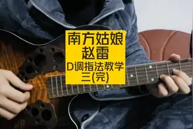 完结，《南方姑娘》赵雷吉他D调指法前奏教学三，很详细陪练系列视频封面