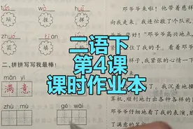 二年级语文下册：课文4同步练习题讲解，课时作业本视频封面