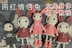 6⃣网红情侣兔 钩针玩偶兔子 女兔身体和裙子教程 手工DIY礼物视频封面