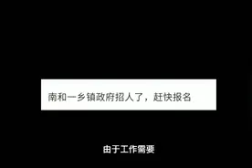 南和一乡镇政府招人了，赶快报名视频封面