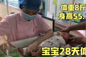宝宝出生29天，第一次去体检，体重有8斤，身高55.2，长得特别好视频封面