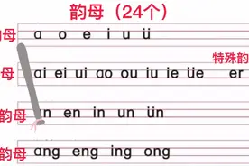 汉语拼音韵母表，一年级新生抢先学必备，四线格书写，标准发音，视频封面