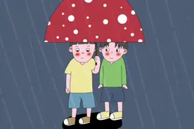 板绘儿童插画视频过程，下雨天两个小朋友一起打伞视频封面
