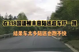 自驾游西藏的318国道被丰田陆巡超车吓一跳，车太多陆巡也跑不快视频封面