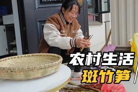 隔壁邻居给我们一些斑竹笋，剥来焯水，留到日后备用做美食视频封面
