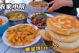 农家小院四菜一汤，搭配1元黄金饼，太香了！一起光盘行动吧视频封面