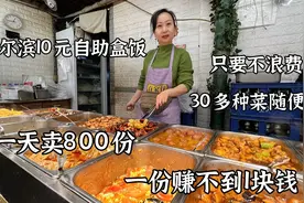 哈尔滨大姐卖24小时盒饭，10块钱30个菜随便吃，坦言一份只赚几毛视频封面