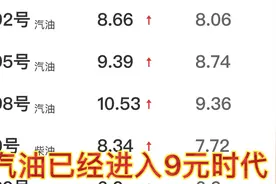 汽油大爆涨，92号汽油逼近9元，95号汽油突破9元大关！视频封面