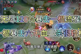 “三无尽120%暴击一棍流”猴子，一棍暴击六千血很离谱，暴走24杀视频封面
