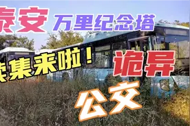 泰安高速万里纪念塔，山脚下看到诡异一幕，5俩报废公交荒草萋萋视频封面
