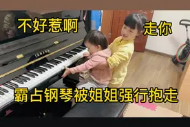 2岁宝宝霸占钢琴被姐姐强行抱走，气的宝宝一连串报复，不好惹啊视频封面