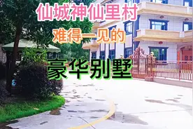 汕头仙城神仙里村的豪华别墅，游泳池、大车库、草地和景观树林视频封面